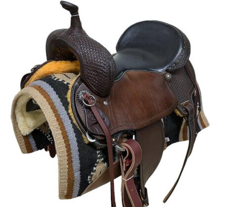 1-1220 16.5 inch HR Saddlery Chocolate Western Trail Saddle