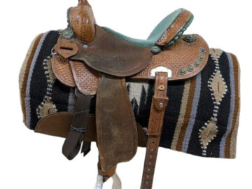 14 Inch Used Double J Pozzi Pro Western Barrel Saddle 518-8492